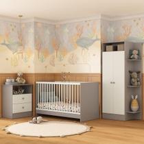 Jogo De Quarto Infantil Trevalla Móveis Pom Pom 3 Peças - Cinza-branco Cinza-branco Jogo De Quarto Infantil Trevalla Móveis Pom Pom 3 Peças - Cinza-branco Cinza-branco