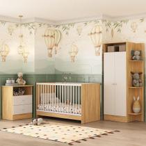 Jogo De Quarto Infantil Trevalla Móveis Pom Pom 3 Peças - Madeirado-branco Madeirado-branco