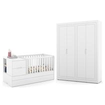 Jogo de Quarto Infantil Tutto New com Guarda Roupa 4 Portas e Berço Multifuncional Formare - Matic Móveis