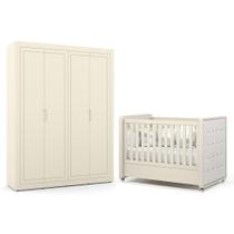 Jogo de Quarto Infantil Tutto New Guarda Roupa 4 Portas e Berço com Capitonê - Matic Móveis