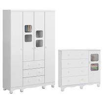 Jogo de Quarto Infantil Uli Guarda Roupa 4 Portas e Cômoda - Móveis Peroba Jogo de Quarto Infantil Uli Guarda Roupa 4 Portas e Cômoda - Móveis Peroba
