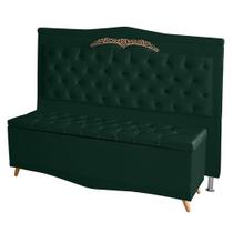 Jogo De Quarto Kit De Cabeceira De Cama Box e Calçadeira Baú Helena Queen 160 cm Retro Capitonê Suede