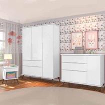 Jogo de Quarto Melinda Branco 100 % mdf c/ Mesa de Apoio - Phoenix Baby