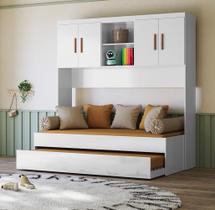 Jogo de Quarto Modulado Aéreo Ponte e Bicama Solteiro Ônix Flex Nature Branco - Peternella Jogo de Quarto Modulado Aéreo Ponte e Bicama Solteiro Ônix Flex Nature Branco - Peternella