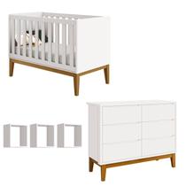 Jogo de Quarto para Bebê Classic New Branco Fosco com Madeira - Reller