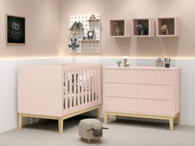 Jogo de Quarto para Bebê Classic New Rosa Fosco com Natural - MoveisAqui