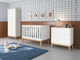 Jogo de Quarto para Bebê Completo 2 Portas Classic New Branco Fosco com Natural - Reller