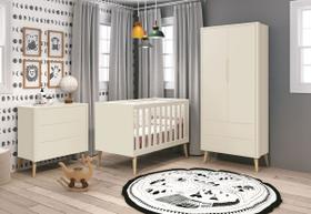 Jogo de Quarto para Bebê Completo 2 Portas Théo New Areia Fosco com Natural - Reller Jogo de Quarto para Bebê Completo 2 Portas Théo New Areia Fosco com Natural - Reller