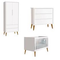 Jogo de Quarto para Bebê Completo 2 Portas Théo New Branco Fosco com Madeira - Reller