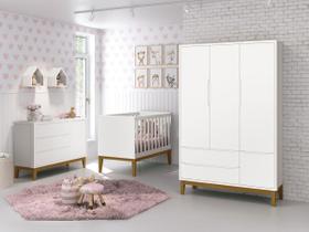 Jogo de Quarto para Bebê Completo 3 Portas Classic New Branco Fosco com Madeira - MoveisAqui Jogo de Quarto para Bebê Completo 3 Portas Classic New Branco Fosco com Madeira - MoveisAqui