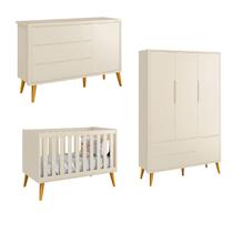 Jogo de Quarto para Bebê Completo 3 Portas Théo New Areia Fosco com Madeira - Reller Jogo de Quarto para Bebê Completo 3 Portas Théo New Areia Fosco com Madeira - Reller