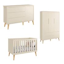 Jogo de Quarto para Bebê Completo 3 Portas Théo New Areia Fosco com Natural - Reller Jogo de Quarto para Bebê Completo 3 Portas Théo New Areia Fosco com Natural - Reller
