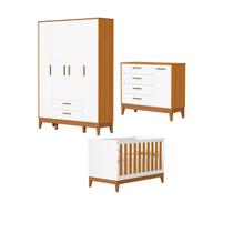 Jogo de Quarto para Bebe Completo 4 Portas Flip Branco com Savana Jogo de Quarto para Bebe Completo 4 Portas Flip Branco com Savana