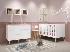 Jogo de Quarto para Bebê Théo New Branco Fosco com Natural - MoveisAqui
