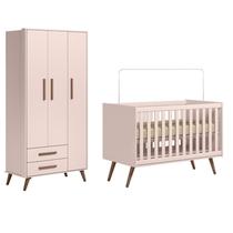 Jogo de Quarto Q Encanto Retrô Guarda Roupa e Berço Rosa Jogo de Quarto Q Encanto Retrô Guarda Roupa e Berço Rosa