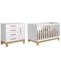 Jogo de Quarto Q Encanto Slim Cômoda e Berço Branco - Qmovi Jogo de Quarto Q Encanto Slim Cômoda e Berço Branco - Qmovi