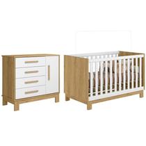 Jogo de Quarto Q Encanto Slim Cômoda e Berço Freijó/Branco Jogo de Quarto Q Encanto Slim Cômoda e Berço Freijó/Branco