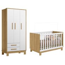 Jogo de Quarto Q Encanto Slim Guarda Roupa e Berço Freijó/Branco - Qmovi