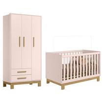 Jogo de Quarto Q Encanto Slim Guarda Roupa e Berço Rosa Jogo de Quarto Q Encanto Slim Guarda Roupa e Berço Rosa