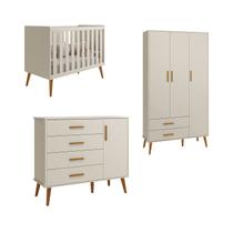 Jogo de Quarto Retrô para Bebê Completo 3 Portas Isis Areia Fosco - MoveisAqui Jogo de Quarto Retrô para Bebê Completo 3 Portas Isis Areia Fosco - MoveisAqui