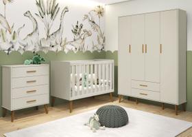 Jogo de Quarto Retrô para Bebê Completo 4 Portas Isis Areia Fosco - MoveisAqui