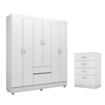 Jogo de Quarto Roupeiro e Comoda Bremen Branco Jogo de Quarto Roupeiro e Comoda Bremen Branco