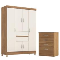 Jogo de Quarto Roupeiro e Comoda Dresden Amendola Off-White Jogo de Quarto Roupeiro e Comoda Dresden Amendola Off-White