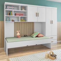 Jogo De Quarto Solteiro Com Cama e Roupeiro Modular Branco - Phoenix Baby