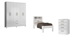 Jogo De Quarto Solteiro Evolution Roupeiro Cama e Cômoda - Móveis Leartam Jogo De Quarto Solteiro Evolution Roupeiro Cama e Cômoda - Móveis Leartam