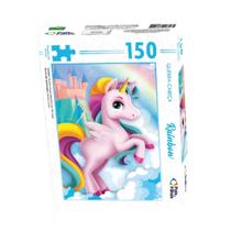 Jogo de Quebra Cabeça com 150 Peças Unicórnio Rainbow Colorido Divertido Pais & Filhos