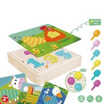 Jogo de quebra-cabeça Mushroom-nail 3D 240 unidades com caixa de armazenamento de madeira Jogo de quebra-cabeça Mushroom-nail 3D 240 unidades com caixa de armazenamento de madeira