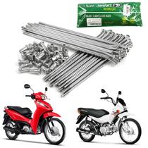 Jogo de raios traseiro cromado 4mm smartfox honda biz 100 biz 125 pop 100 pop 110