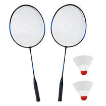 Jogo de raquete de badminton aço e plástico com 2 petecas