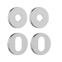 Jogo de Roseta Externa Classic Redonda Inox Escovado 50mm Stam Jogo de Roseta Externa Classic Redonda Inox Escovado 50mm Stam