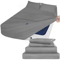 Jogo de Roupa de Cama Moonsea Queen 4 Peças com Lençol Ajustável de Bolso Profundo Cinza Jogo de Roupa de Cama Moonsea Queen 4 Peças com Lençol Ajustável de Bolso Profundo Cinza