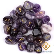 Jogo de Runas Nórdicas em Ametista 25 Pedras Cristal