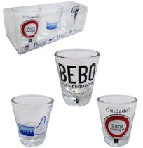 Jogo De Shot Copos De Vidro Dose Estampado 50Ml Com 3 Peças