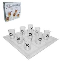 Jogo de shot / jogo da velha drink tabuleiro de vidro 25cm com 9 copos 10ml - RIO MASTER