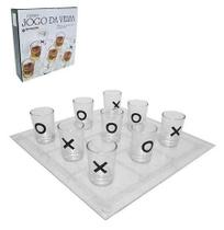 Jogo de shot / jogo da velha drink tabuleiro de vidro 25cm com 9 copos 10ml - Rio Master