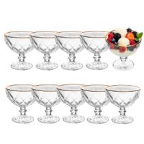 Jogo de Sobremesa 10 Taças Vidro com Borda Fio Dourado Diamond Sorvete Lyor 250ml