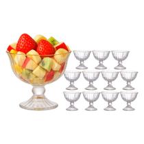 Jogo de Sobremesa 12 Taças Vidro Borda Dourada Melina Mini Bowl com Pé 200ml Haüskraft