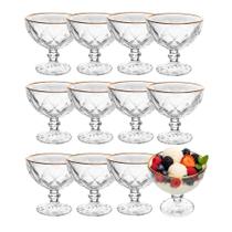 Jogo de Sobremesa 12 Taças Vidro com Borda Fio Dourado Diamond Sorvete Lyor 250ml