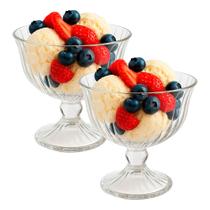 Jogo de Sobremesa 2 Taças Vidro Transparente Melina Mini Bowl com Pé 200ml Haüskraft Jogo de Sobremesa 2 Taças Vidro Transparente Melina Mini Bowl com Pé 200ml Haüskraft