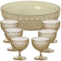 Jogo de sobremesa 7 peças baixo de plástico Cristal âmbar Plasutil