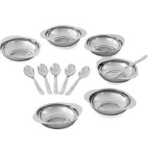Jogo de Sobremesa Conjunto 12 peças Inox Tigelas e Colheres Simonaggio Moniz Jogo de Sobremesa Conjunto 12 peças Inox Tigelas e Colheres Simonaggio Moniz