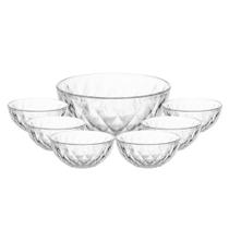 Jogo de Sobremesa Conjunto 7 Peças Taças Tigela Vidro Transparente Diamond Lyor Jogo de Sobremesa Conjunto 7 Peças Taças Tigela Vidro Transparente Diamond Lyor