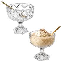 Jogo De Sobremesa Em Vidro 2 Pote Taça Baleiro Com Pé 300ml Jogo De Sobremesa Em Vidro 2 Pote Taça Baleiro Com Pé 300ml