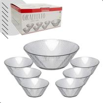 Jogo De Sobremesa Em Vidro Conjunto 7pçs Tigelas Potes Bowls
