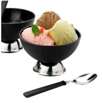 Jogo de Sobremesa Taça de Plástico e Inox - 8 Peças PRETO