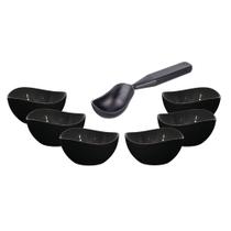 Jogo de Sobremesa Tigela 300ml e Colher de Sorvete Preto 7un Jogo de Sobremesa Tigela 300ml e Colher de Sorvete Preto 7un
